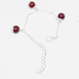 Chic Silver Bracelet with Deep Red Accents